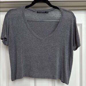 Brandy Melville Gray V-Neck Cropped Top